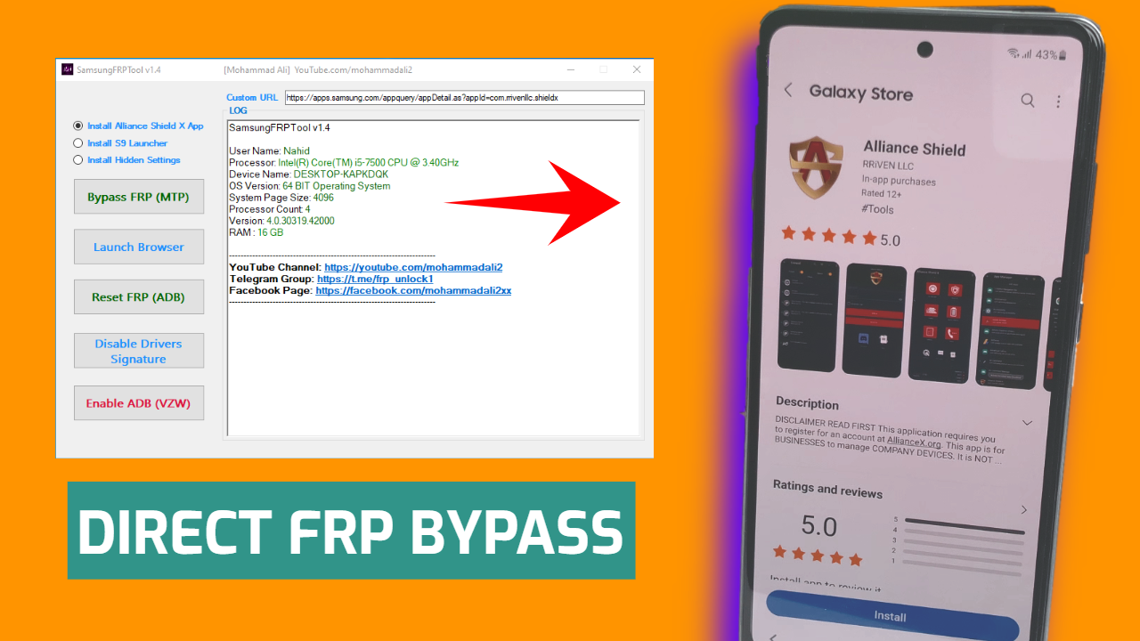 Download Samsung FRP Tool V1.4 : r/FRPbypassTool