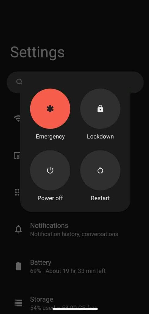 Press and hold the power button on your Android device