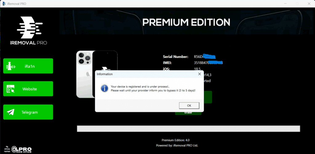 Your IMEI is under process. Please wait 1–7 days