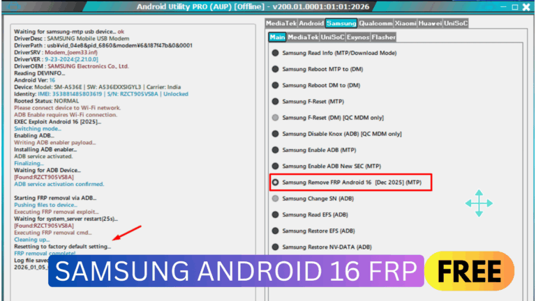 samsung android 16 frp free tool download